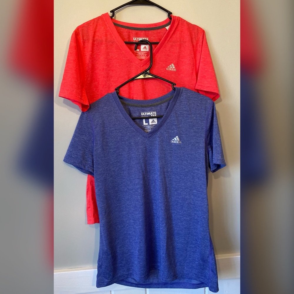 Women’s Adidas Climalite V-Neck Activewear/Workout/Exercise Tops - NWOT Set of 2